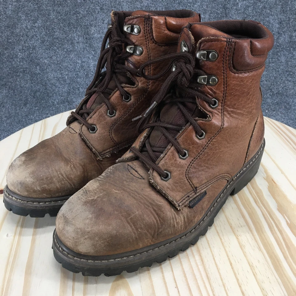 DieHard 防水靴男式 12 D 蒙大拿棕色皮革系带圆头 — 第 3/4 张图片
