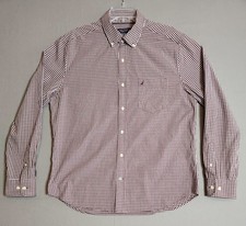 Nautica Shirt Men's Large Checkered Collared Wrinkle Resistant Button Down