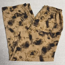 Pantalones de pierna ancha Simply Vera para mujer color tostado medio negro tie dye cintura elástica