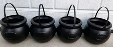 Lot of 4 Halloween Witches Cauldron Blow Mold Plastic 4" Tall Treat Pail Bucket
