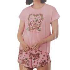Character Pajama Set Women Strawberry Shortcake Short Sleeve Shirt  Shorts NWT
