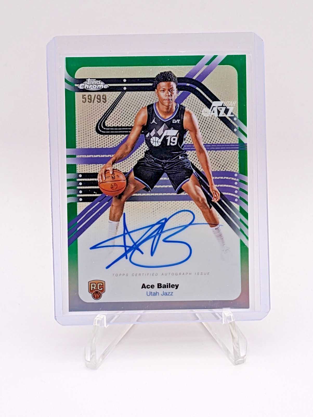 2025-26 Topps Chrome Ace Bailey Rookie Green Next Stop Signatures /99 Auto Jazz