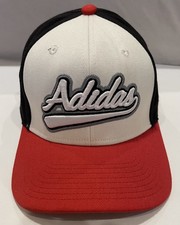 Adidas Vintage Mens/Unisex Adjust Hat - Spell Out Snapback Black/White-Red Trim