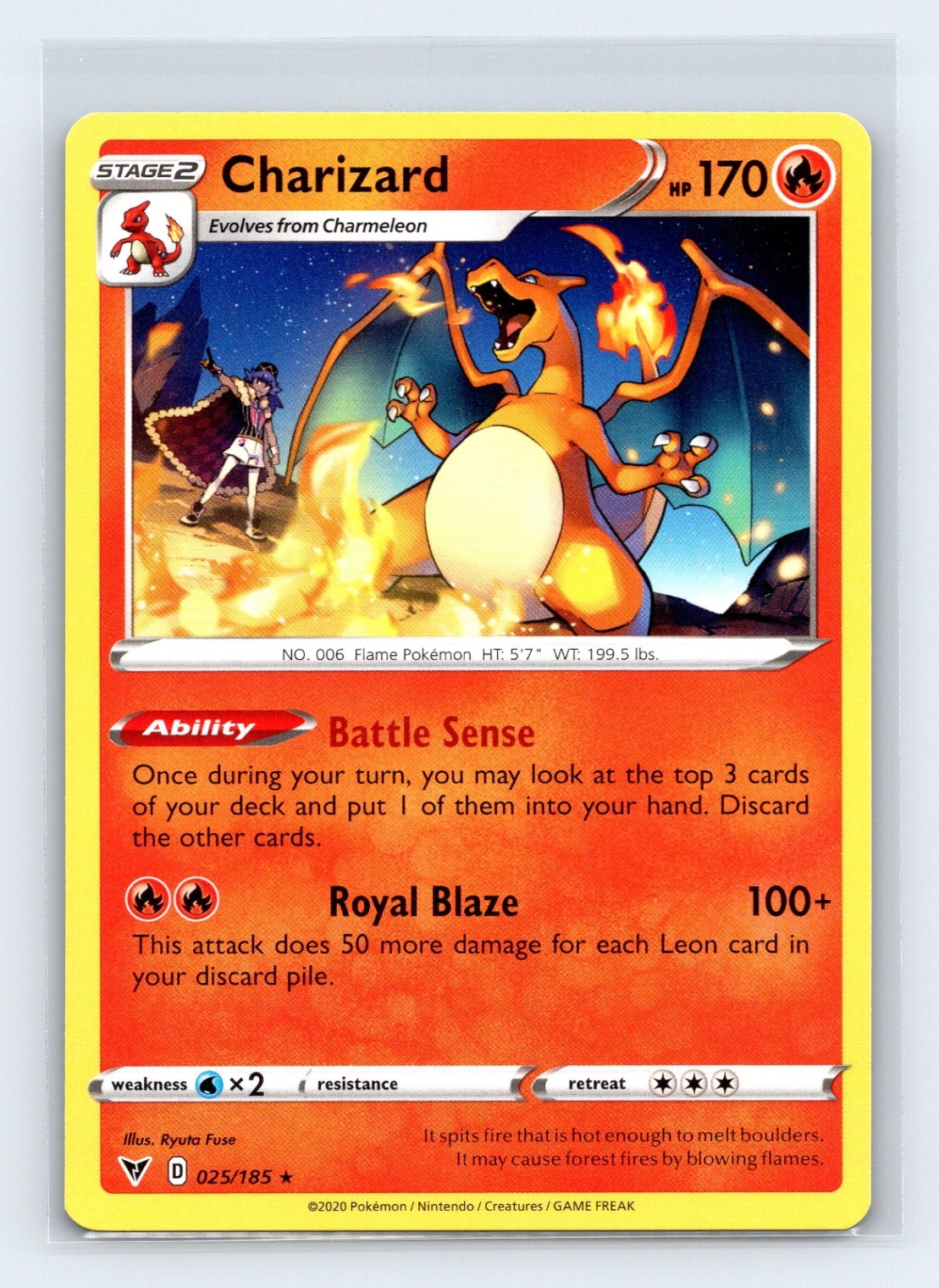 Charizard Rare SWSH04: Vivid Voltage 025/185 NM
