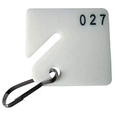 Key Tag Numbered 1 to 40, Square, PK40 White 