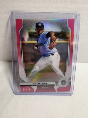 2020 BOWMAN STERLING ROOKIE BASEBALL #BSR77 JUSTIN DUNN PINK REFRACTOR /75