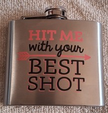 Pocket Flask  Stainless Steel  Hit Me With Yo...