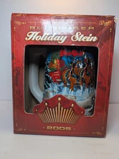 2005  Anheuser Busch AB Budweiser Holiday Christmas Beer Stein Clydesdales W Box