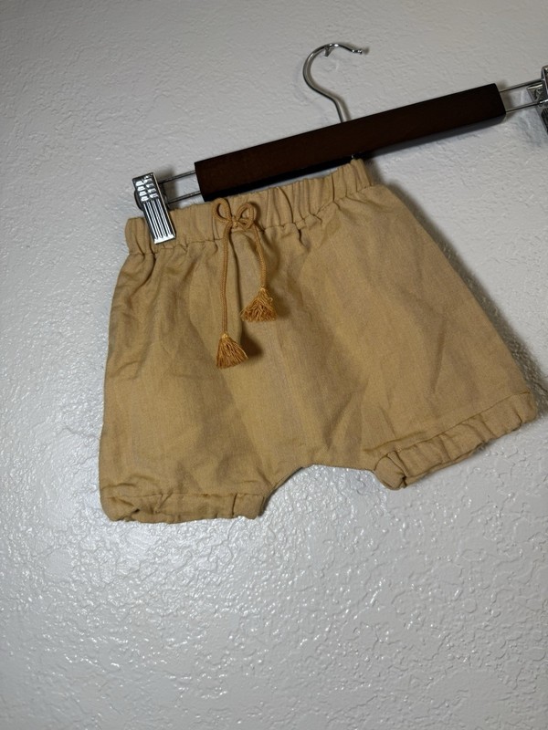 Yellowsub Baby Bloomer Shorts 6-9 Months 74cm Mustard Yellow Tassel Linen NWOT