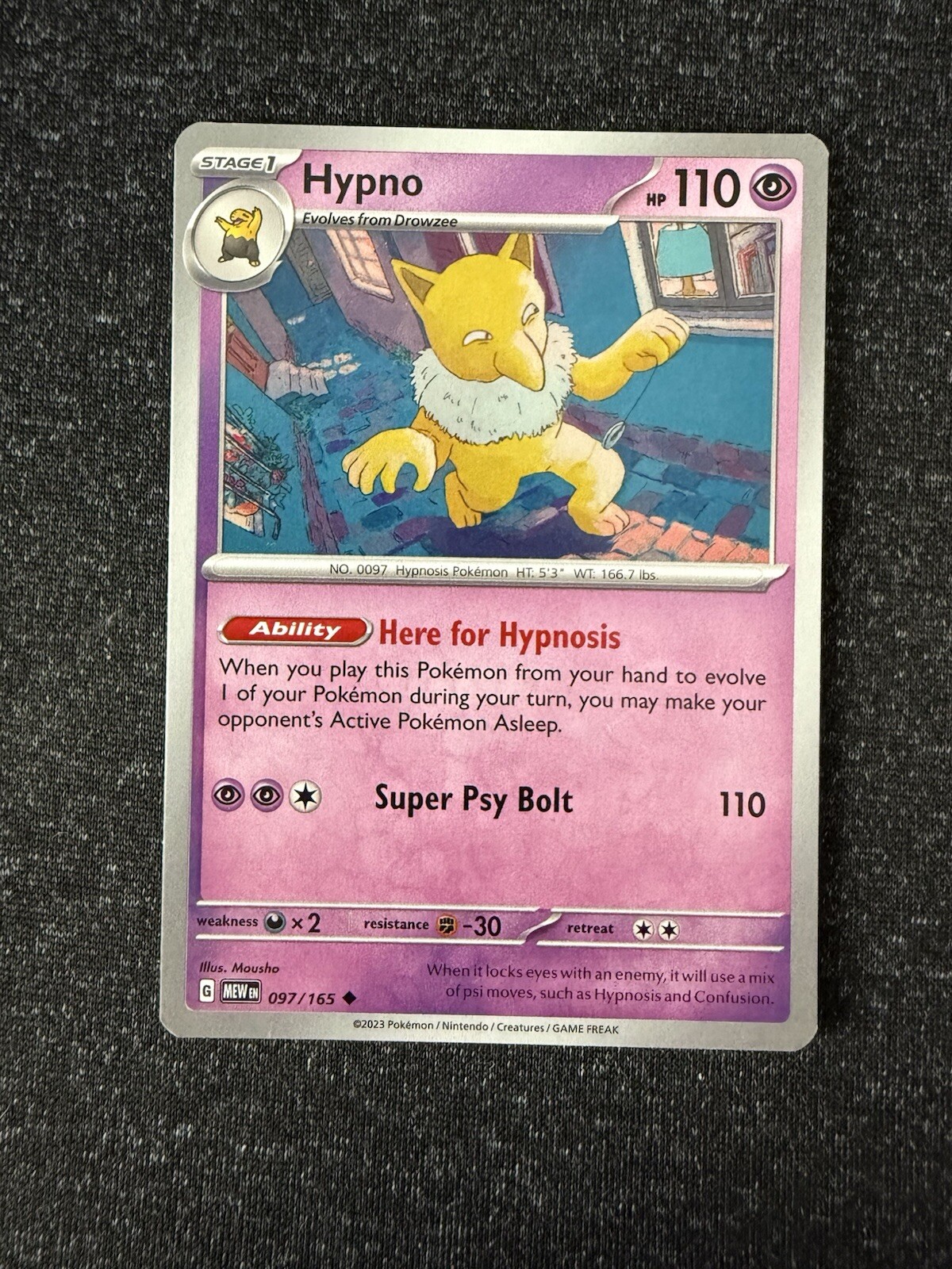 Hypno 097/165- Pokemon 151- Regular Uncommon- NM/M
