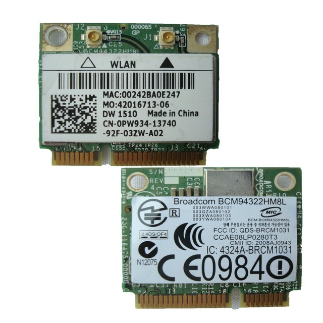 Mini PCI-E BCM94322HM8L DW1510 Dual Band 300M Wireless Card For DELL E4200 E5500