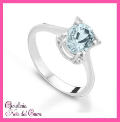 18K WHITE GOLD RING: AQUAMARINE AND NATURAL DIAMONDS 1.30K CERTIFIED