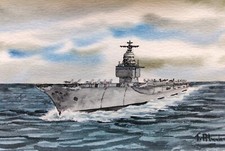 ORIGINAL AQUARELL - Flugzeugträger USS "Enterprise".