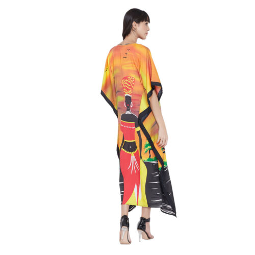 Women Kaftan Casual Maxi Dress Kimono Sleeve Evening Gown Beachwear Sundress - Picture 136 of 452