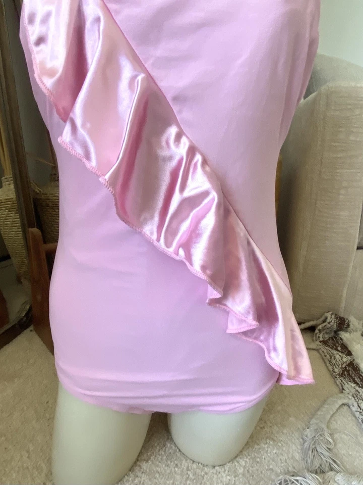 Traje de baño vintage años 80 rosa con volantes de una pieza años 80 para mujer pastel talla M princesa Foto 3 de 4
