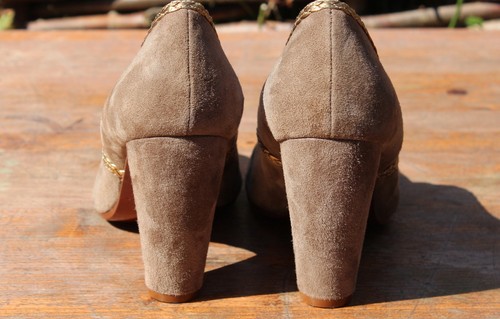 taupe Tacchi Uk Nuovo con Chie Mihara in 39 oro finiture taglia 4 scamosciati xPx6IH