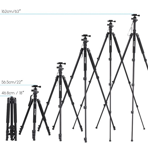 ZOMEI Q555 Travel Tripod 63inch Lightweight Alloy+Ball Head A2L8 - Picture 4 of 8