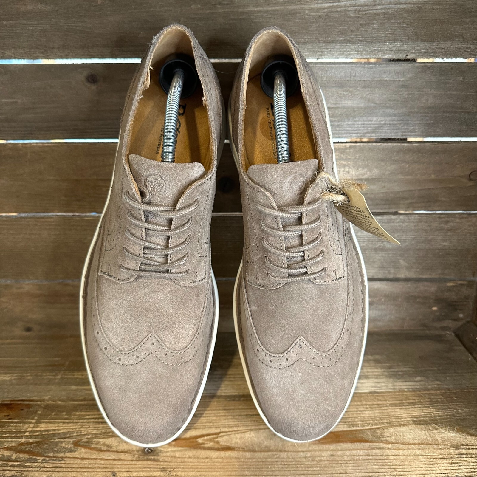 SAOLA Scarpe eleganti da uomo Born Tobias in camoscio marrone alare Brogue Derby nuove taglia 10 5 M