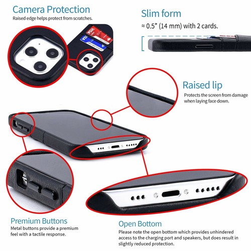 Dockem iPhone 12/12 Pro, 12 Pro Max Exec M2 Wallet Case; 2 Slots, Metal Plate - Picture 8 of 45