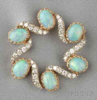 14K White Gold Plated Silver 2Ct Oval Cut Lab Created Fire Opal Women's Brooch