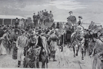 Antique Woodblock Print Return from Charlottenburg Racecourse Original G. Koch