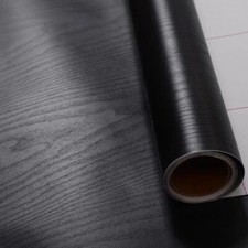 UK Black Wood Grain Wallpaper Stickers Self-Adhesive Furniture Film Vinyl Wrap