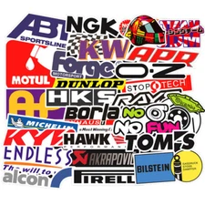 100Pcs JDM Brand Logo Themed Waterproof Stickers Pack Motorcycle Car Racing Moto