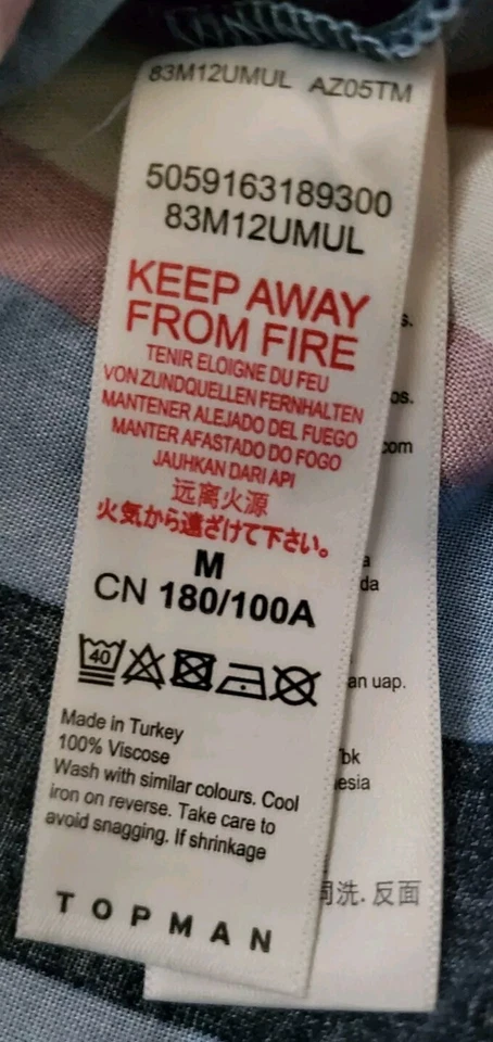 TOPMAN Striped Hawaiian Short Sleeve Men's M Bright Multicolor Turkey Made Shirt - Image 4 of 4