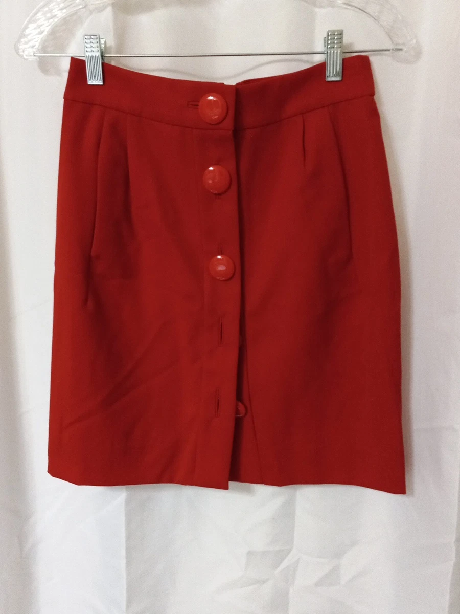 Red button front skirt outlet