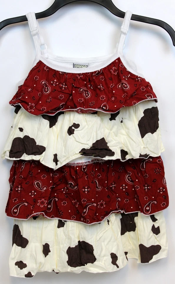 Ann Loren by JE Designs Girls 2pc Set sz 9/10 Western Ruffle Layer Cow Bandana - Image 2 of 4