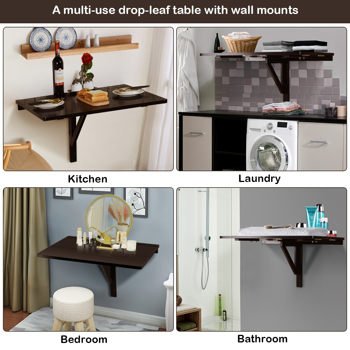 Furinno Fnaj 11019ex Wall Mounted Drop Leaf Folding Table Cherry For Sale Online Ebay