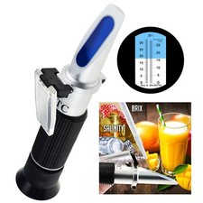 Brix Salinity Dual Scale Refractometer ATC Food Salt 0-32 Brix  0-28 Salinity