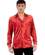INC International Concepts 65 Crushed Red Velvet Long Sleeve Shirt NWT