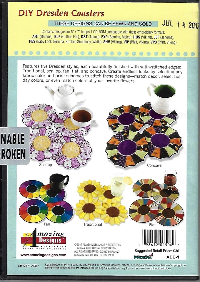 Amazing Designs - DIY Dresden Coasters (CD-ROM) New - Image 2 of 2