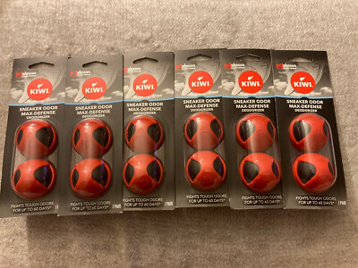 LOT OF 6 Packs- Kiwi Sneaker Odor Max Defense Deodorizer Balls Keeps Shoes Fresh