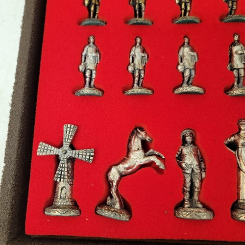 Juego de ajedrez vintage Italfama DON QUIJOTE piezas enchapadas en plata y bronce años 60 - Imagen 2 de 22