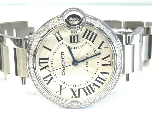 Cartier Stainless Steel Ballon Bleu Watch 36MM Factory Diamond Bezel W4BB0024 | eBay