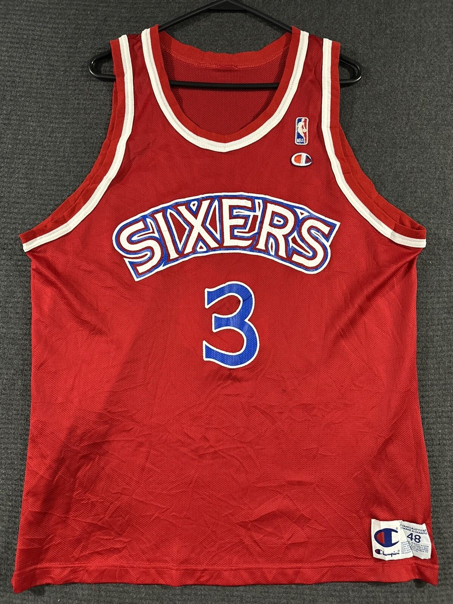 Vintage Allen Iverson 3 Philadelphia 76ers Champion Jersey Size 48