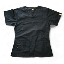 New Wonder Wink Womens Size XS Black Medical Scrub Top Pockets