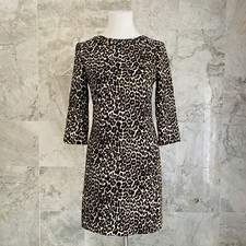 NWT J. Crew Factory Brown Cheetah Print Crepe Shift Dress 00