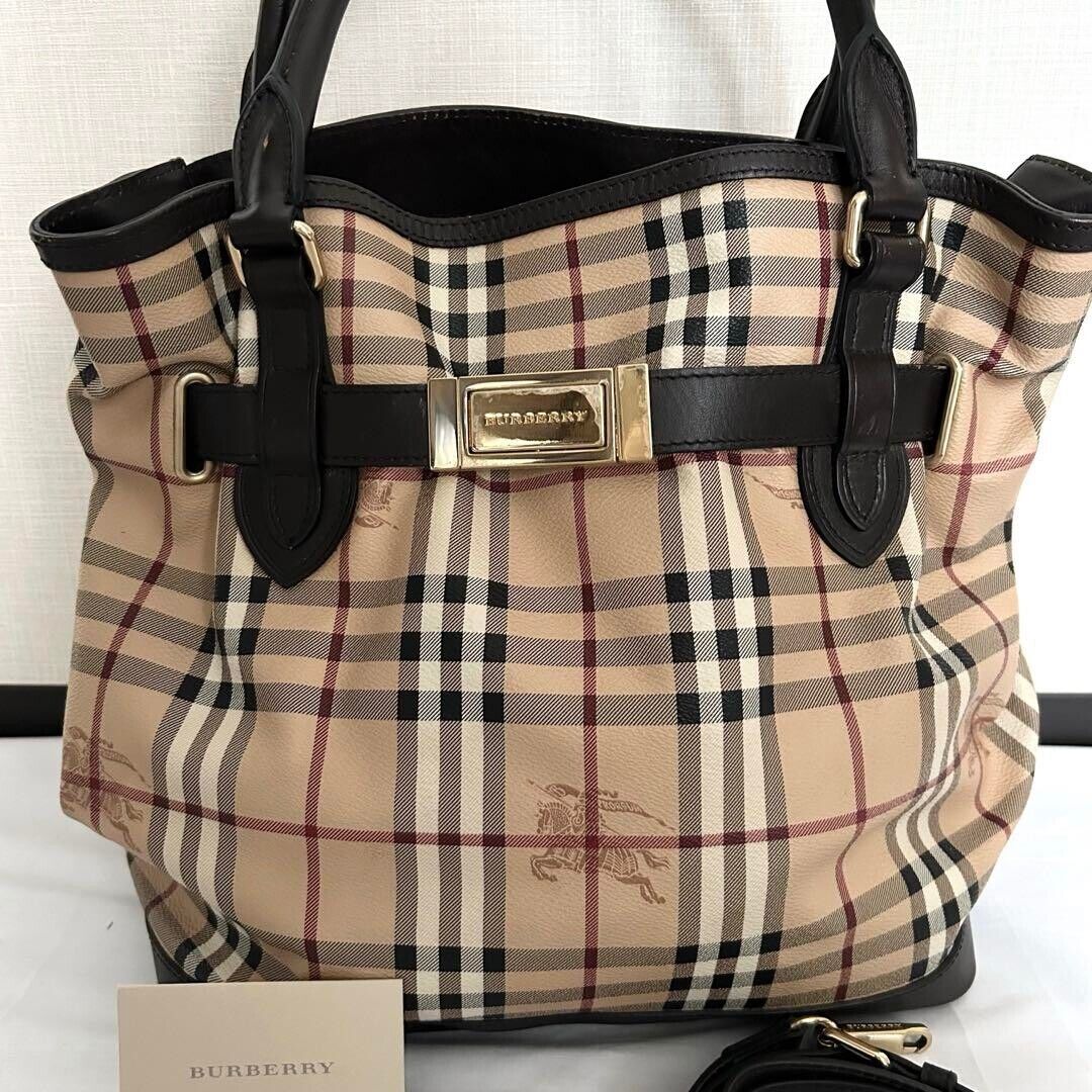 Burberry 2way Tote Shoulder Bag Handbag PVC Leather Nova Burberry 2way Tote Shoulder Bag Handbag PVC Leather Nova