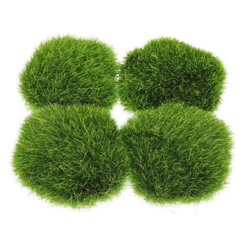 4pcs Artificial Stone Ornament Artificial Moss Stone Faux Moss Stone