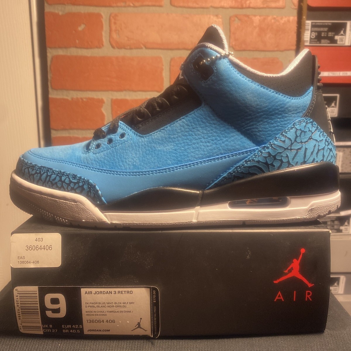 Mens DS 2014 AIR Jordan 3 Retro “ POWDER BLUE “ Size. 9  display picture 1