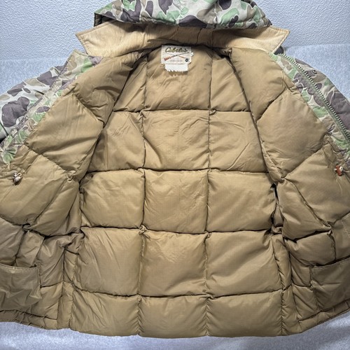 VTG Cabelas Hunting Camo Hood Frog Field Jacket Coat Down Puffer Men XL Corduroy - Picture 11 of 18