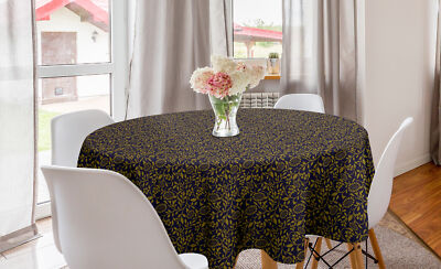 Runde Tischdecke Blumen und Blätter Motiv