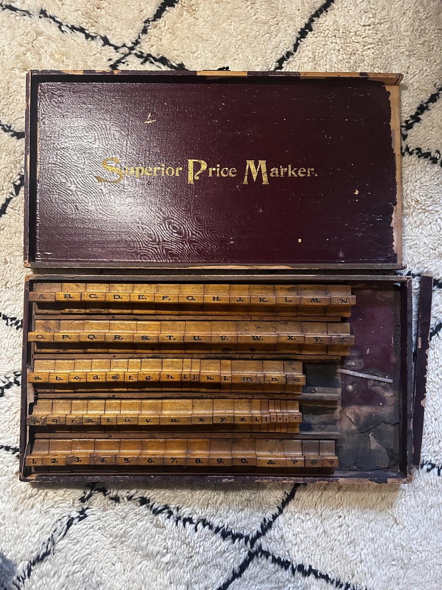 Superior price marker Set Stamps Fonts 1920s 1930s Antique Set | eBay