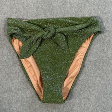 J.Crew Bikini Swim Bottom Size XXS High Cut Tie Waist Green Sparkle BC133 New