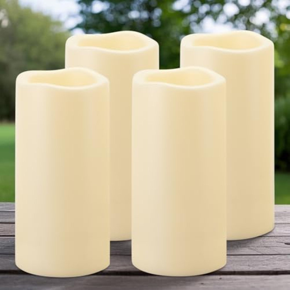 4 Candele Flameless LED 10x20.3cm Professionali Impermeabili con Timer