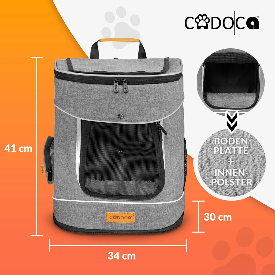 CADOCA® Haustier Rucksack Hunderucksack Tiertragetasche Katze Hunde Tragetasche - Bild 2 von 4
