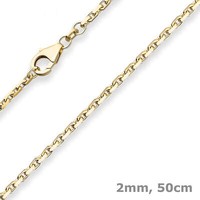 2Mm Ankerkette Diamantiert Kette Collier Halskette Aus 585 Gold Gelbgold 50Cm